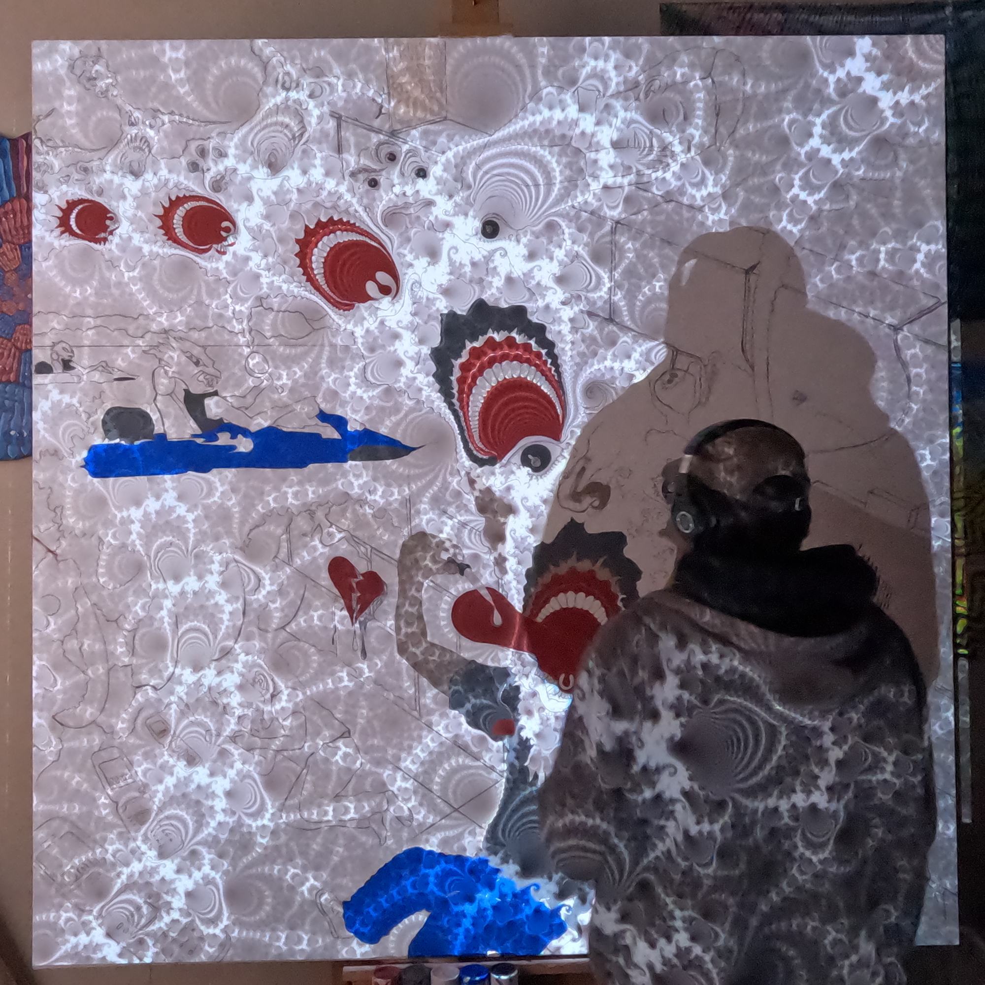 "Didymus" acrylic on canvas, 2025, 73x73 inches