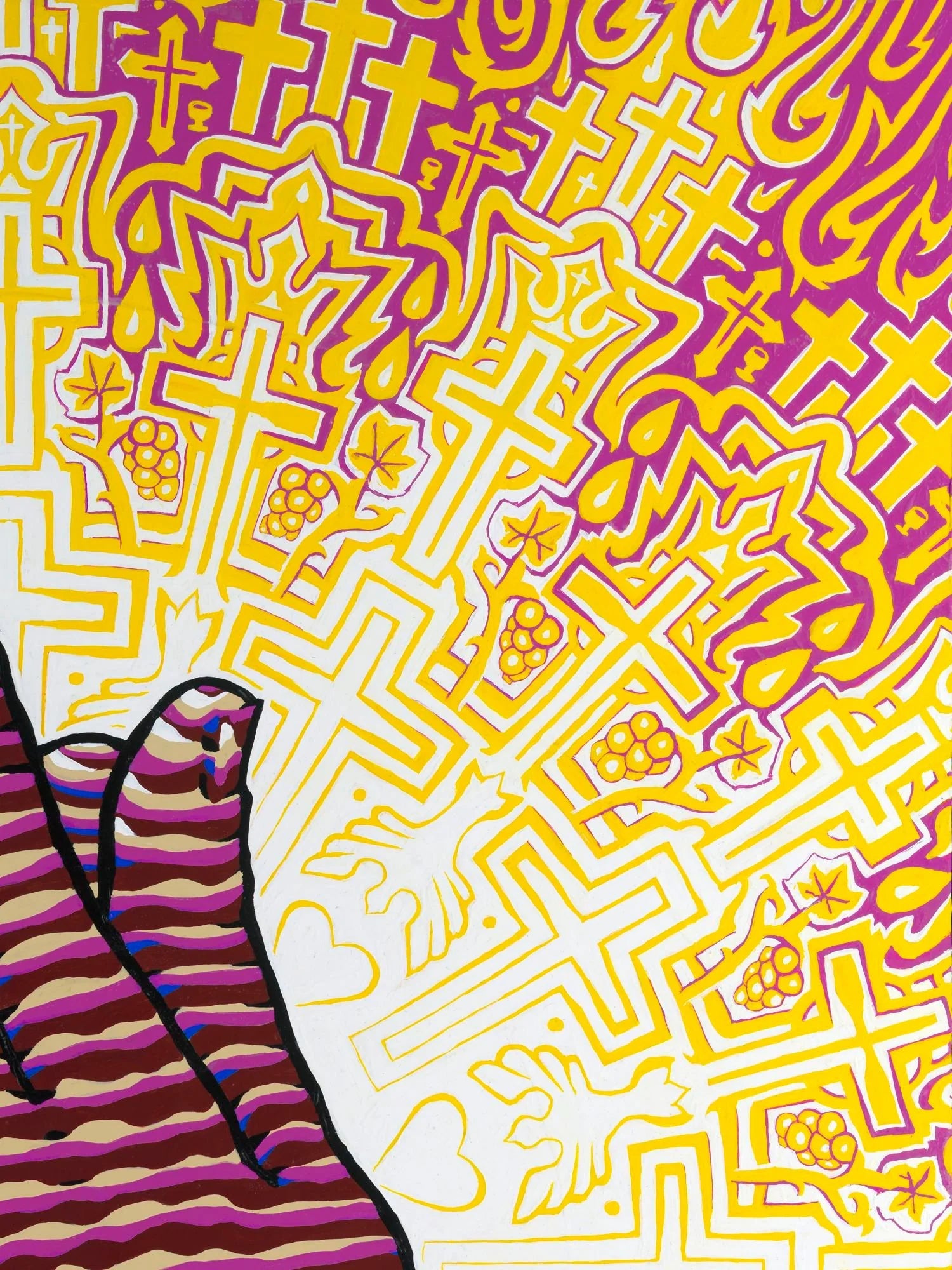 "Prayer (after Albrecht Dürer)" acrylic on wood panel, 2020, 36x48 inches