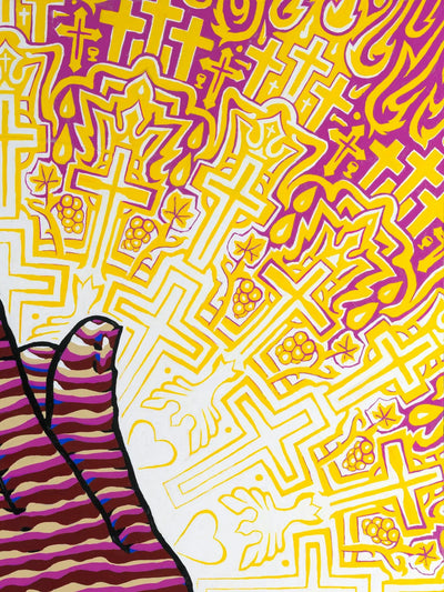 "Prayer (after Albrecht Dürer)" acrylic on wood panel, 2020, 36x48 inches