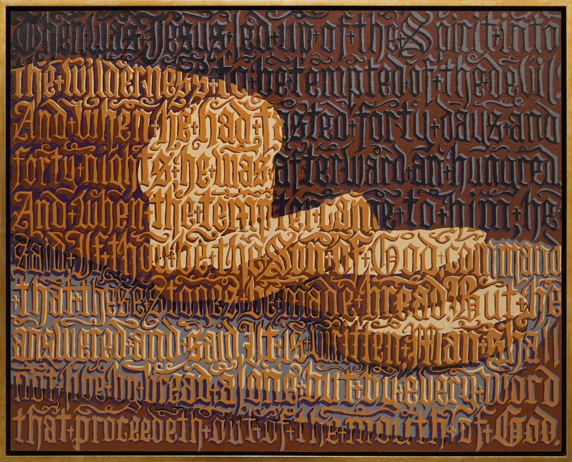 "Bread Alone" acrylic on wood panel, 2023, 30x24 inches (framed)