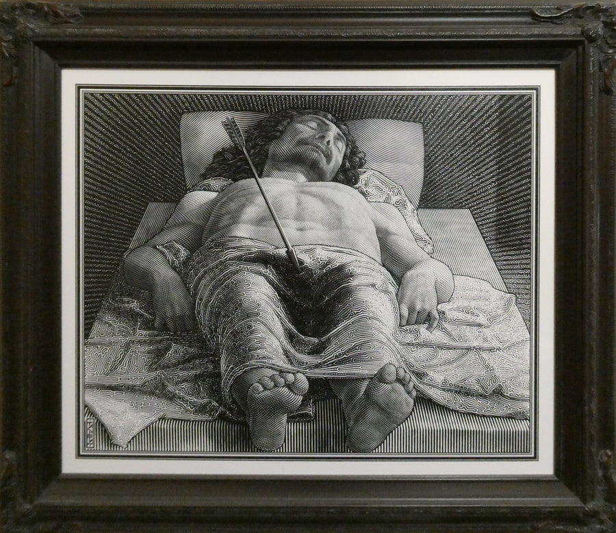 "Porn Addiction (after Mantegna)" single edition laser engraving, 2018,  24x20 inches