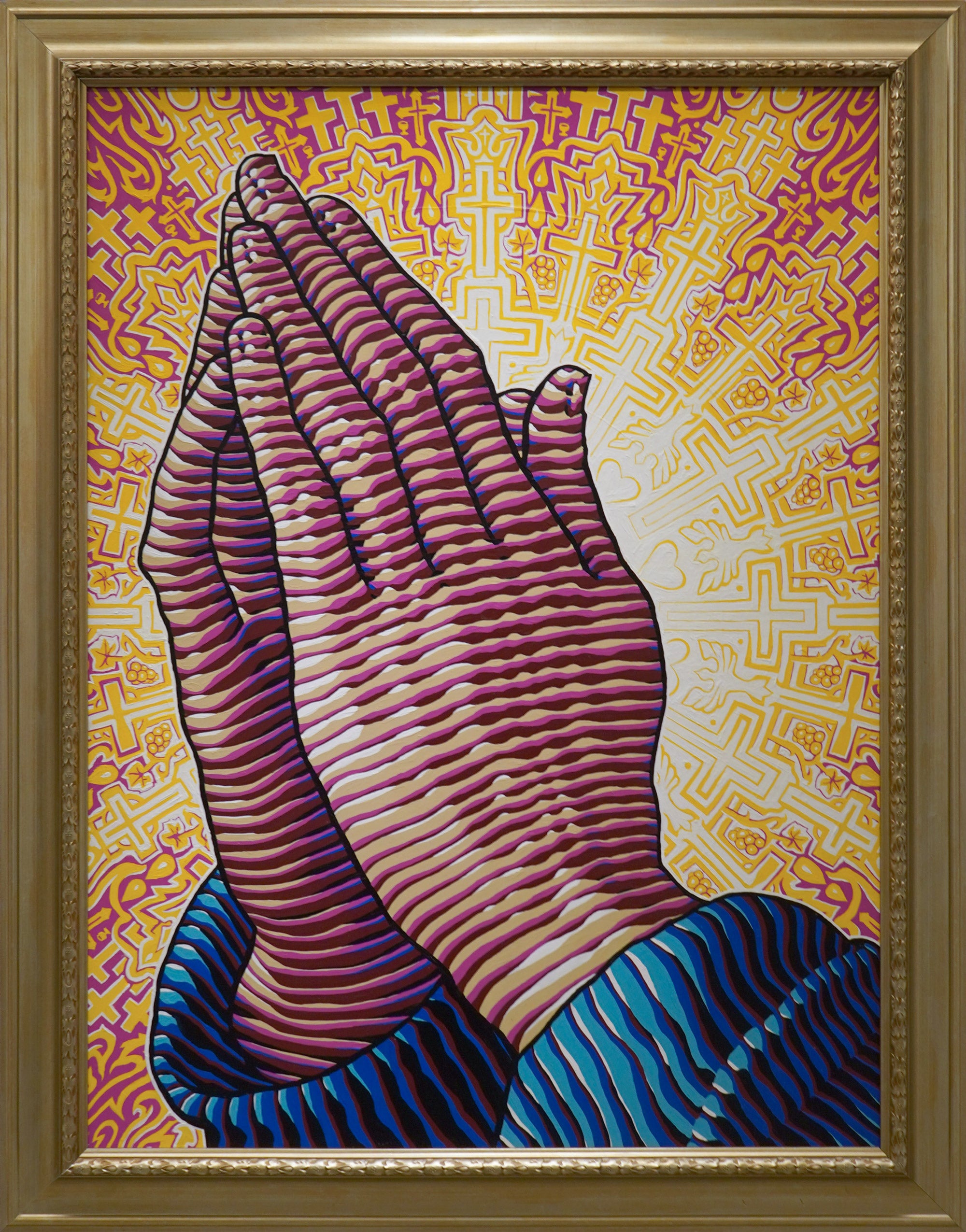 "Prayer (after Albrecht Dürer)" acrylic on wood panel, 2020, 36x48 inches