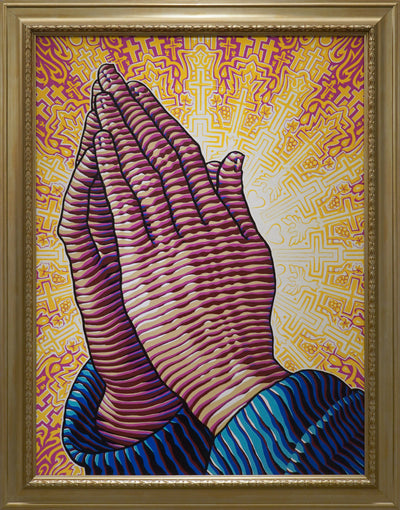 "Prayer (after Albrecht Dürer)" acrylic on wood panel, 2020, 36x48 inches
