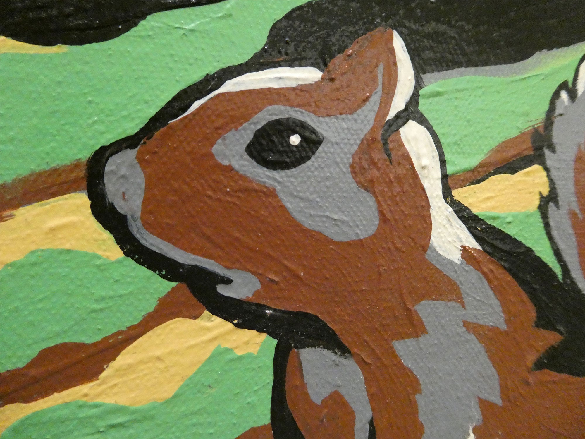 "Squirrel on the Kerrville River Trail" acrylic on canvas, 2024, 48x24 inches