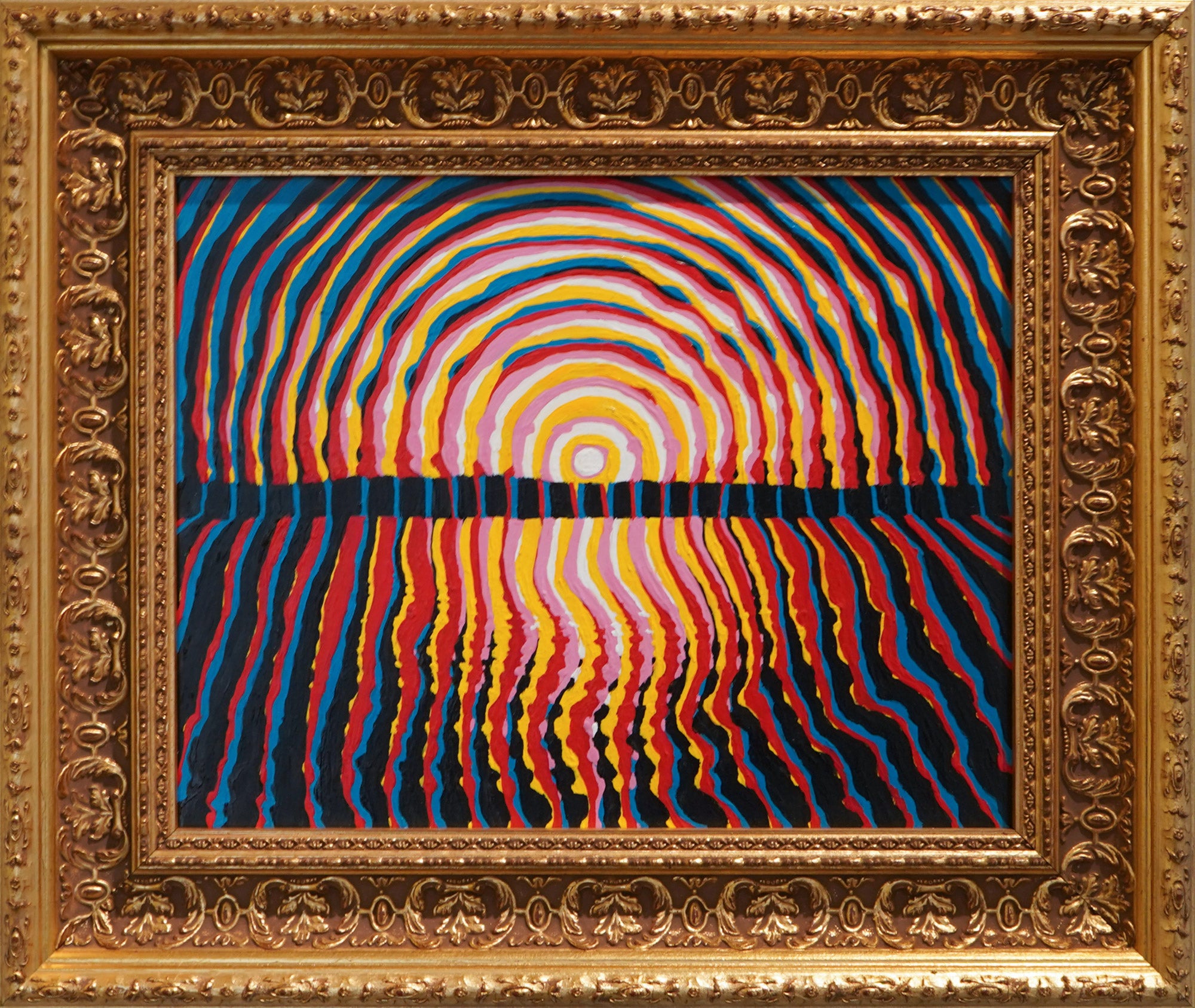"Sunset Over Bellingham Bay" acrylic on board, 2019, 14x11 inches (framed)