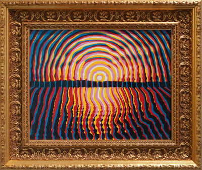 "Sunset Over Bellingham Bay" acrylic on board, 2019, 14x11 inches