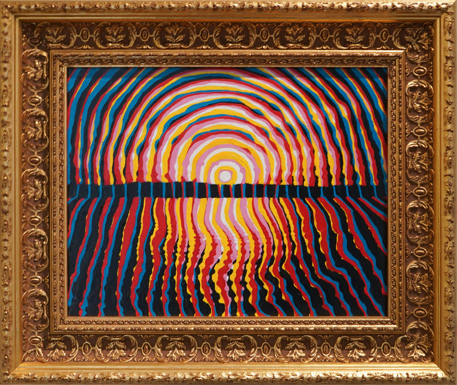 "Sunset Over Bellingham Bay" acrylic on board, 2019, 14x11 inches