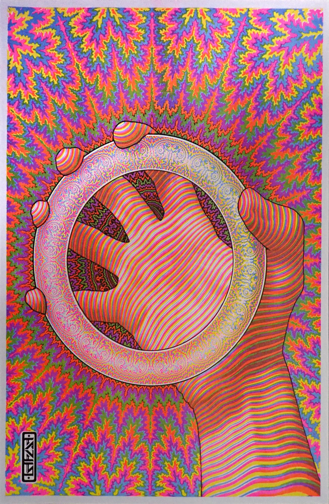 "Hanging On" 4-color risograph print on 11 x 17 paper, limited edition of 100