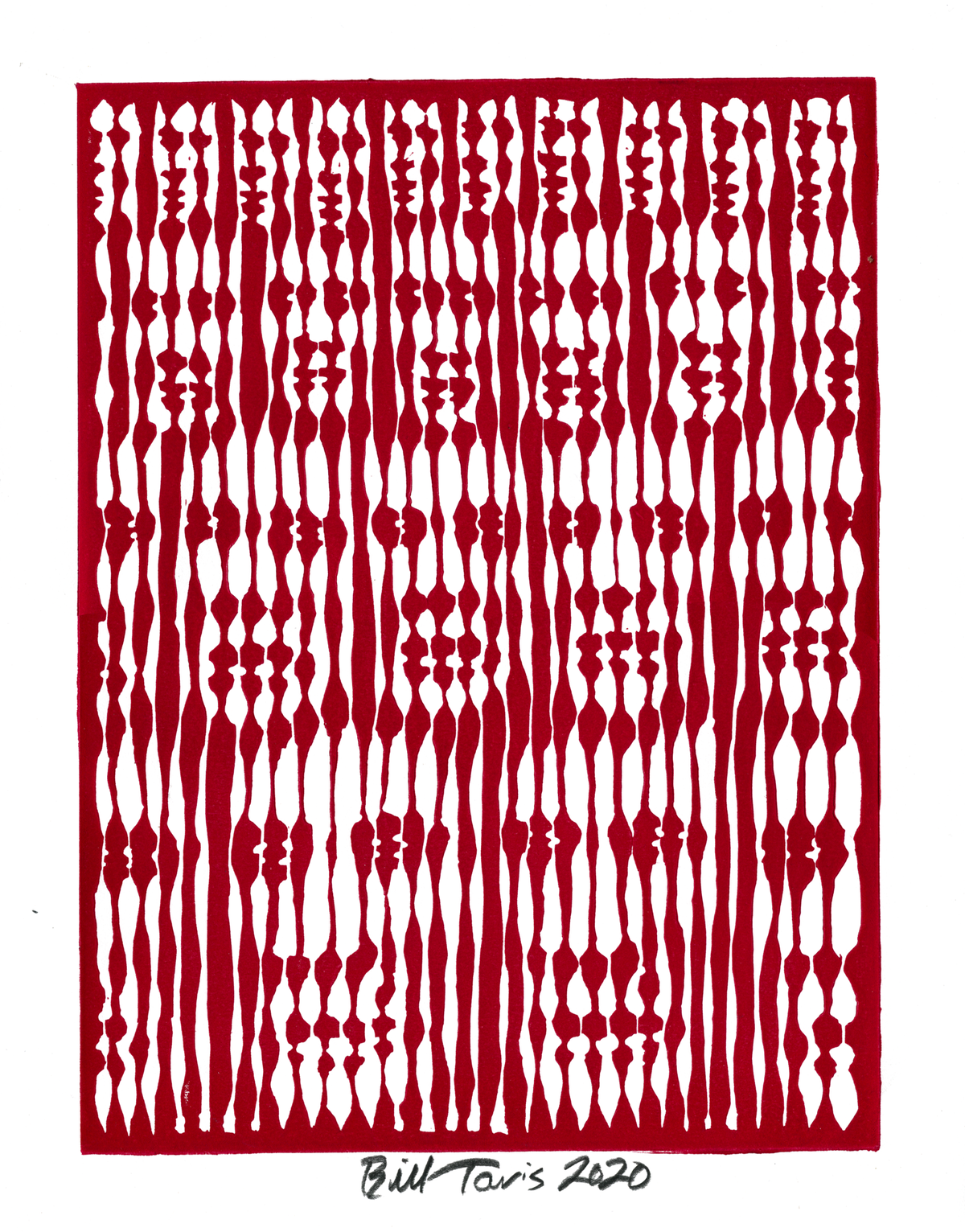 "Descending Faces" linoleum print on 11x14 inch paper, signed open edition