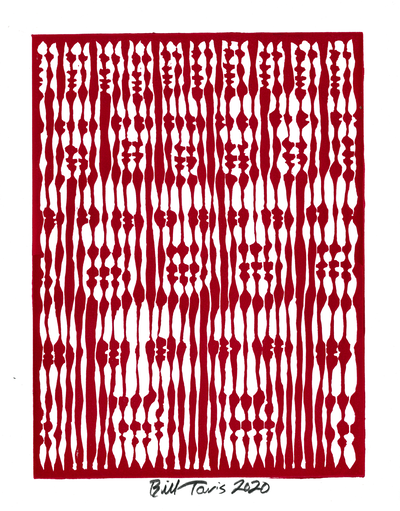 "Descending Faces" linoleum print on 11x14 inch paper, signed open edition