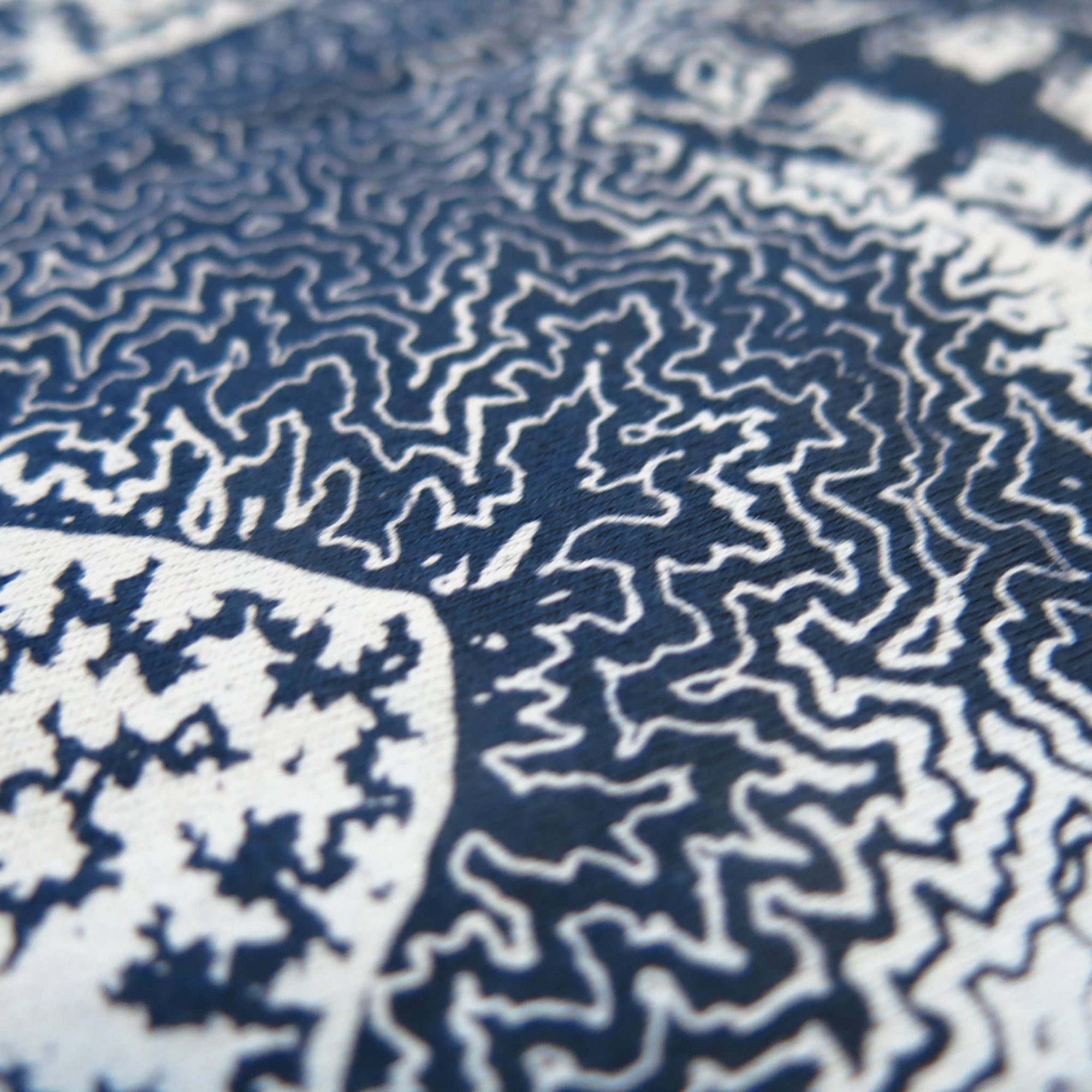 "Exorcist" Indigo T-Shirt screenprinted with discharge ink