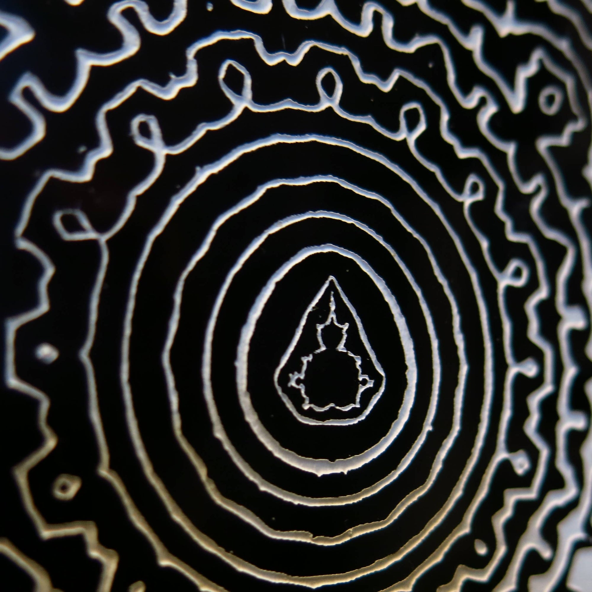 "Fractal Revolution" single edition painted Laser Engraving, 2018, 25 x 35 inches framed