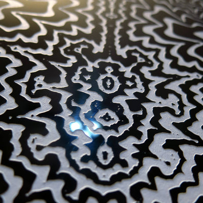 "Fractal Revolution" single edition painted Laser Engraving, 2018, 25 x 35 inches framed