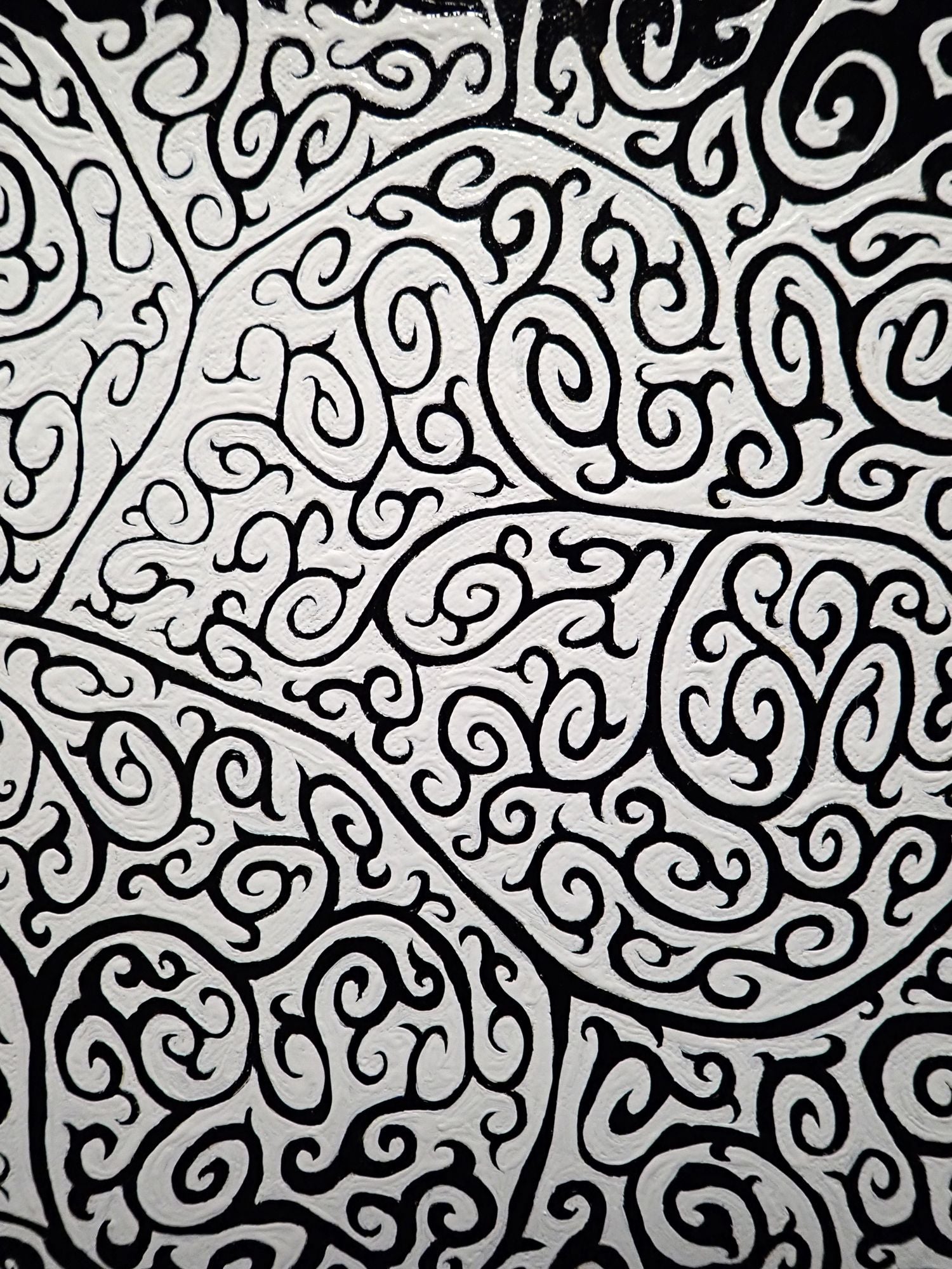 "Skull Study II" Enamel on canvas, 2019, 24x30 inches plus black floater frame