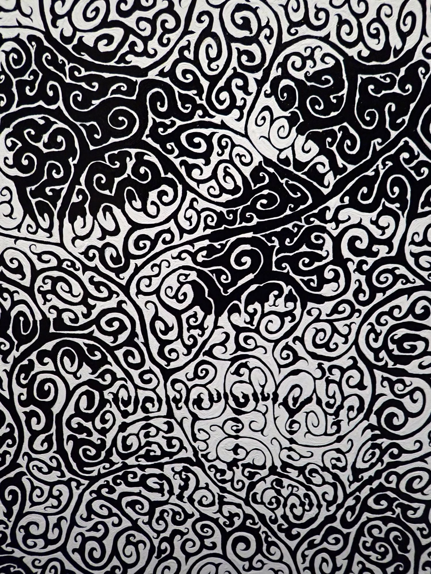 "Skull Study II" Enamel on canvas, 2019, 24x30 inches plus black floater frame