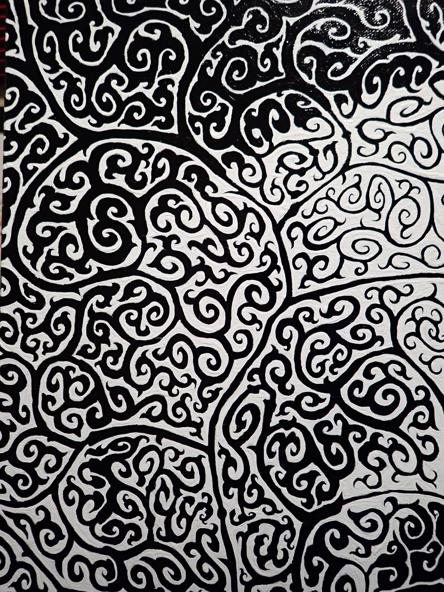 "Skull Study II" Enamel on canvas, 2019, 24x30 inches plus black floater frame