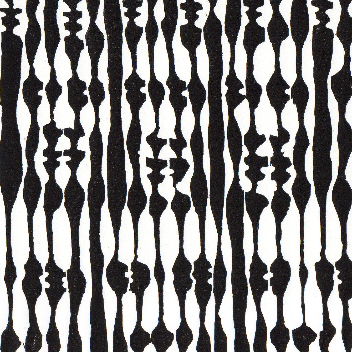 "Descending Faces" linoleum print on 11x14 inch paper, signed open edition