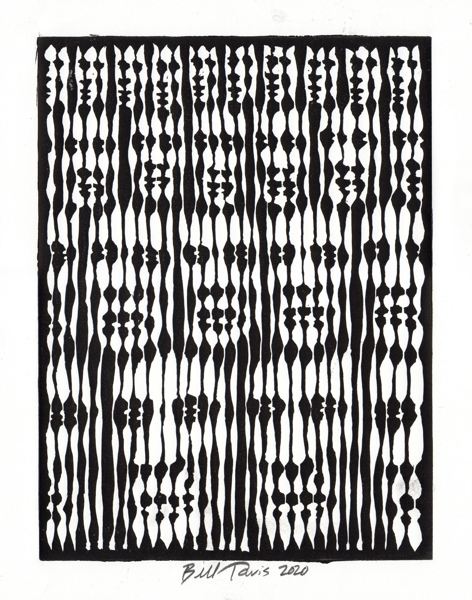 "Descending Faces" linoleum print on 11x14 inch paper, signed open edition