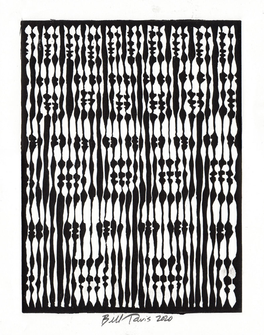 "Descending Faces" linoleum print on 11x14 inch paper, signed open edition